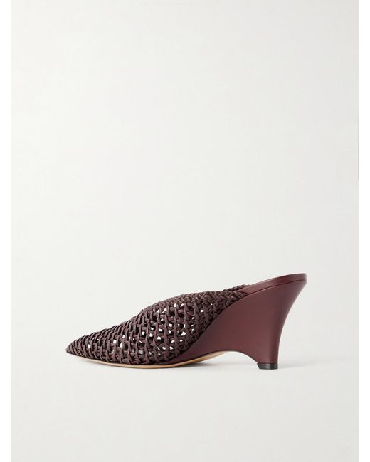 Le Monde Beryl Brown Victoria 70 Woven Leather Mules