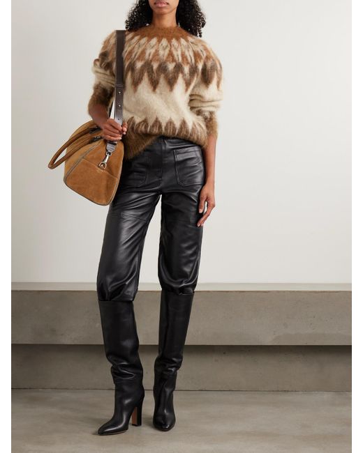 Isabel Marant Brown Natania Gebürsteter Strickpullover Mit Fair-Isle-Intarsienmuster