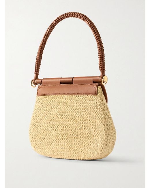 Loewe Brown Paula's Ibiza Pescador Medium Embellished Leather-Trimmed Raffia Shoulder Bag