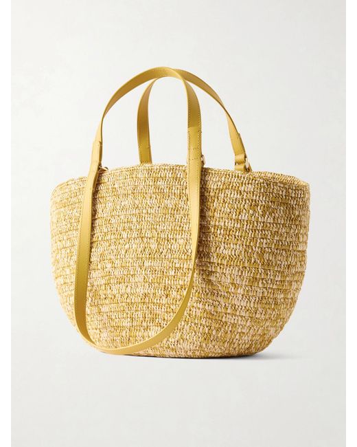 Loewe Metallic Paula's Ibiza Eclipse Basket Medium Leather-Trimmed Raffia Tote