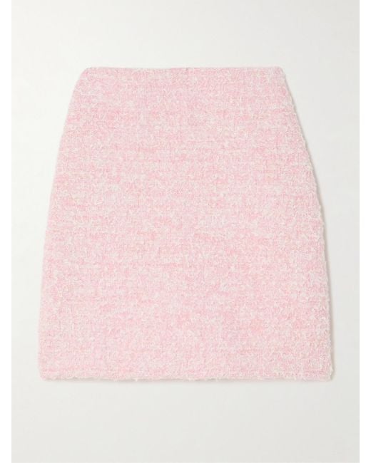 Balenciaga Pink Metallic Cotton-Blend Tweed Mini Skirt