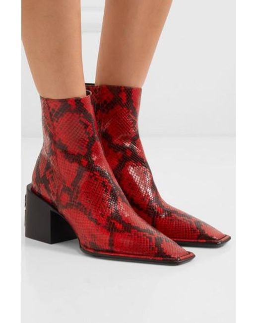 Alexander Wang Snakeskin Pattern Ankle Boots in Red Lyst