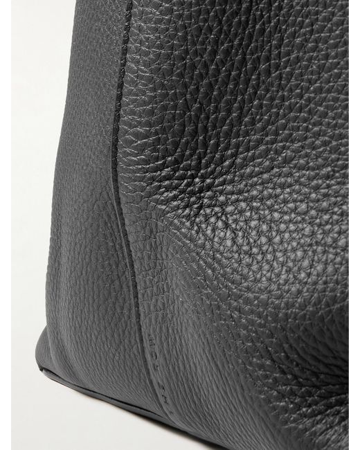 The Row Black Hook Large Textured-Leather Tote