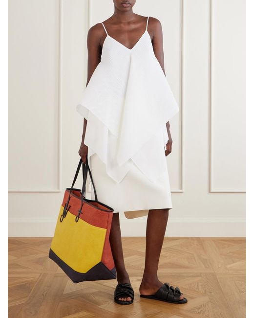 J.W. Anderson White Asymmetric Pleated Crepe De Chine Cami