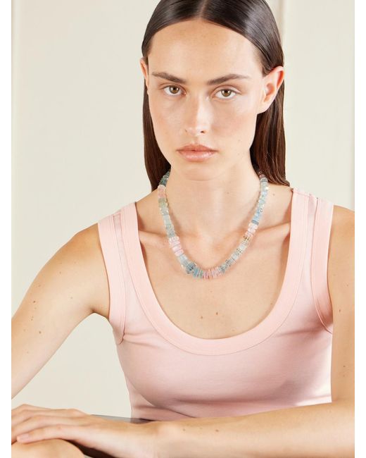 JIA JIA Natural 14-Karat Aquamarine Beaded Necklace