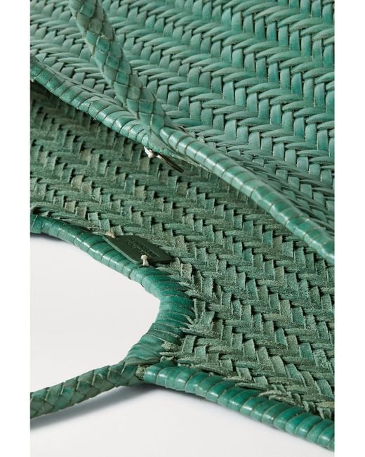 Dragon Diffusion Green Nantucket Large Woven Leather Tote