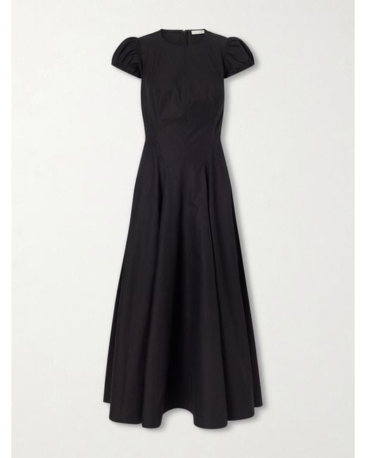 Doen Black Rivelle Cotton-Poplin Midi Dress