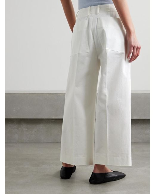 Proenza Schouler White Amara Cropped Cotton-Blend Twill Wide-Leg Pants