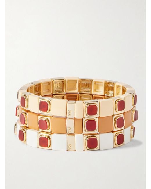 Roxanne Assoulin Metallic The Neutral Standouts Set-Of-Three-Tone, Enamel And Cubic Zirconia Bracelets