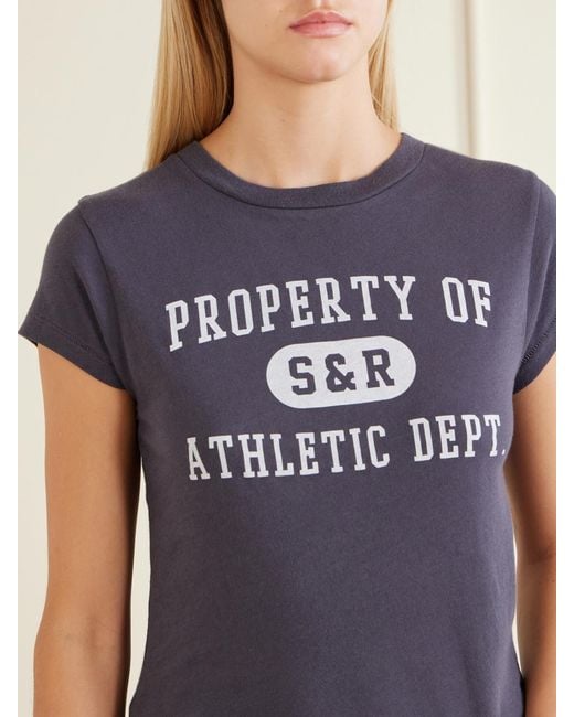 Sporty & Rich Blue Printed Garment-Dyed Cotton-Jersey T-Shirt