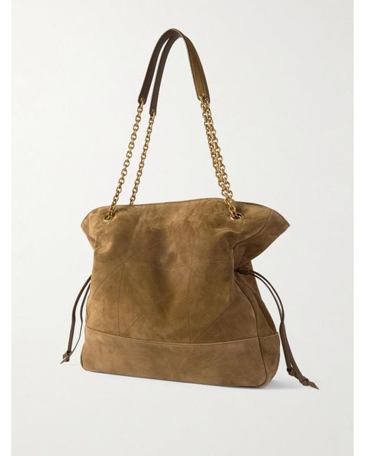 Saint Laurent Natural Jamie Shopping Quilted Suede Shoulder Bag