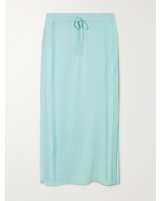 DIOTIMA Green Brompton Pointelle-Trimmed Cashmere Midi Skirt