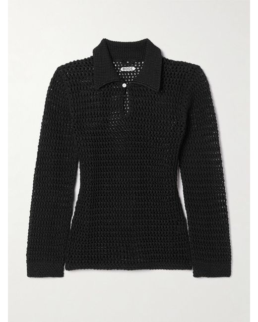 Bode Black Willows Crocheted Cotton Top