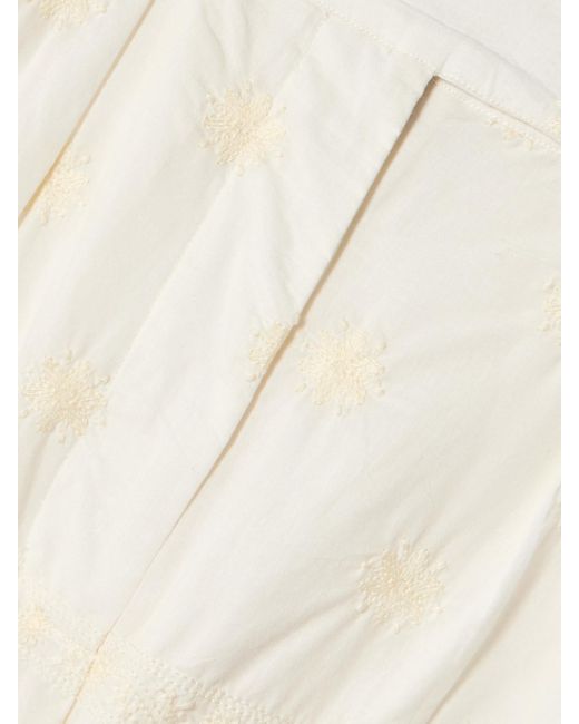 Alix Of Bohemia Natural Deena Shorts Aus Baumwoll-Voile Mit Stickereien Und Bundfalten