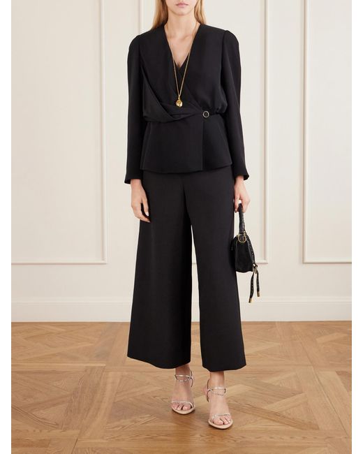 Chloé Black Gathered Faille Blouse