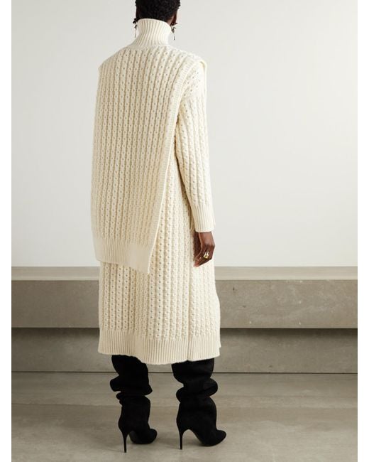 Alaïa Natural Oversized Belted Ribbed Wool Turtleneck Sweater Vest