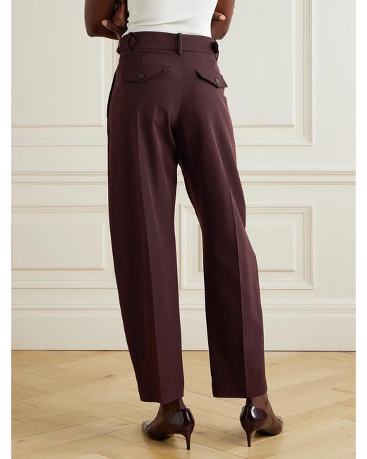 Brunello Cucinelli Purple Pleated Wool And Cotton-Blend Twill Tapered Pants