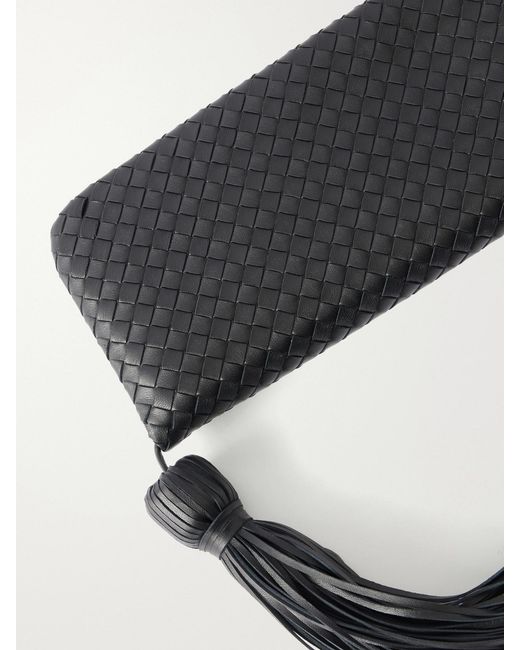 Bottega Veneta Metallic Serata Intrecciato Plume Tassel Leather Clutch
