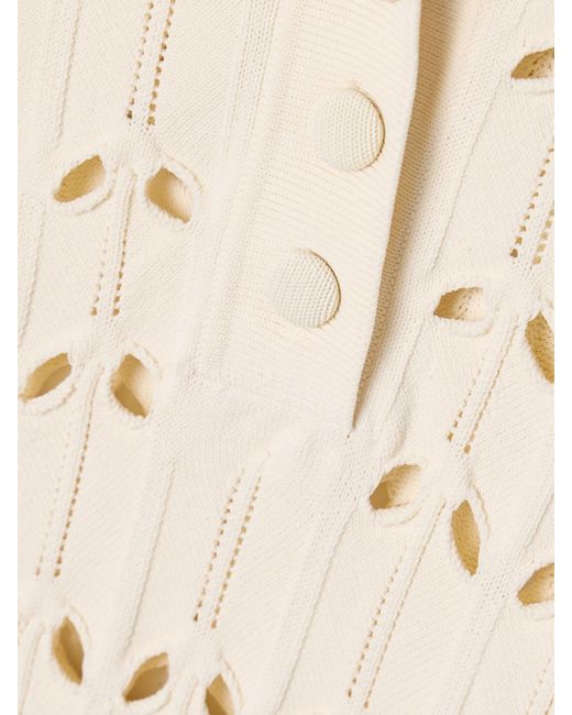 Zimmermann Natural Rhiannon Cutout Pointelle-Knit Polo Shirt