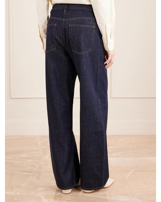 FRAME Blue The Off Duty Drawstring Bow High-Rise Barrel-Leg Jeans