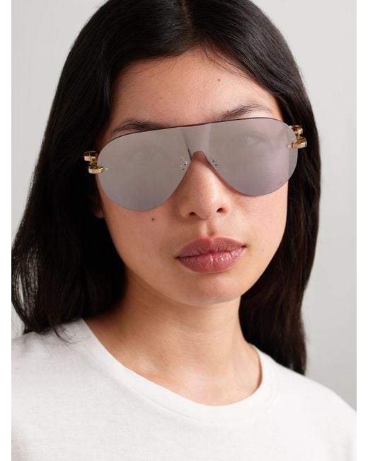 Dior Gray Cd Chain M2U Rimless Aviator-Style-Tone Sunglasses