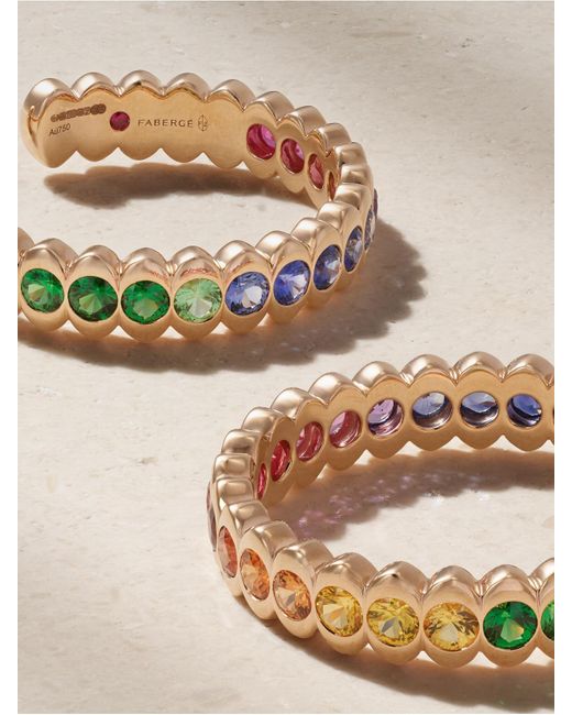 Faberge Natural Colours Of Love Cosmic Curve 18-Karat Rose Multi-Stone Hoop Earrings
