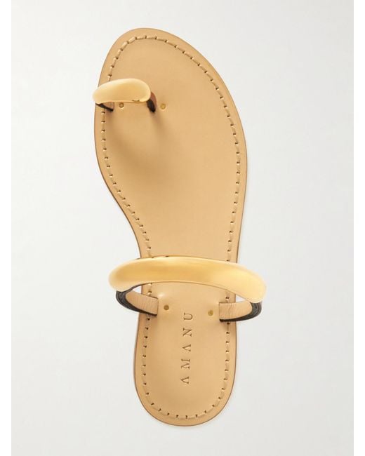 Amanu White Samburu Embellished Leather Sandals
