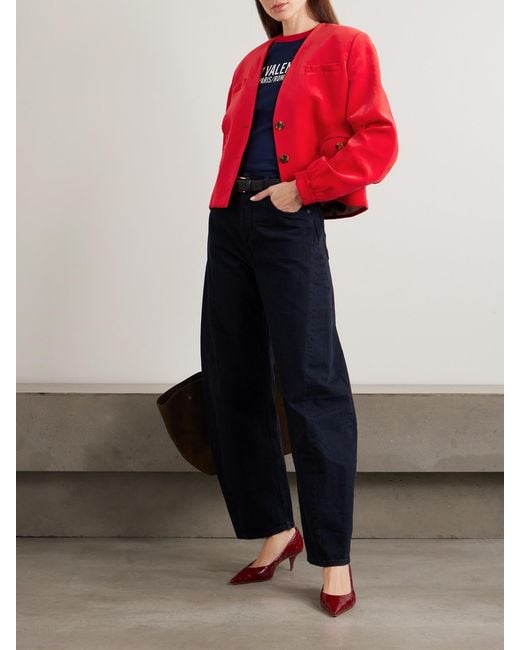 Blazé Milano Red Riviera Cotton And Linen-Blend Velvet Jacket