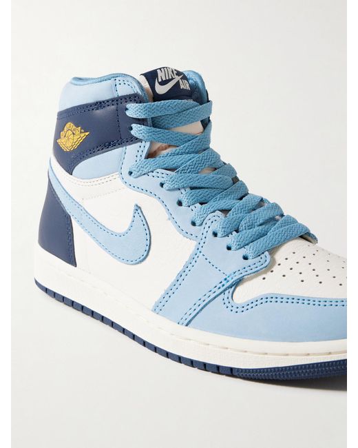 Nike Blue Air Jordan 1 Retro Og Leather And Nubuck High-Top Sneakers