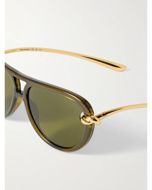 Bottega Veneta Green New Knot Aviator-Style Acetate And-Tone Sunglasses