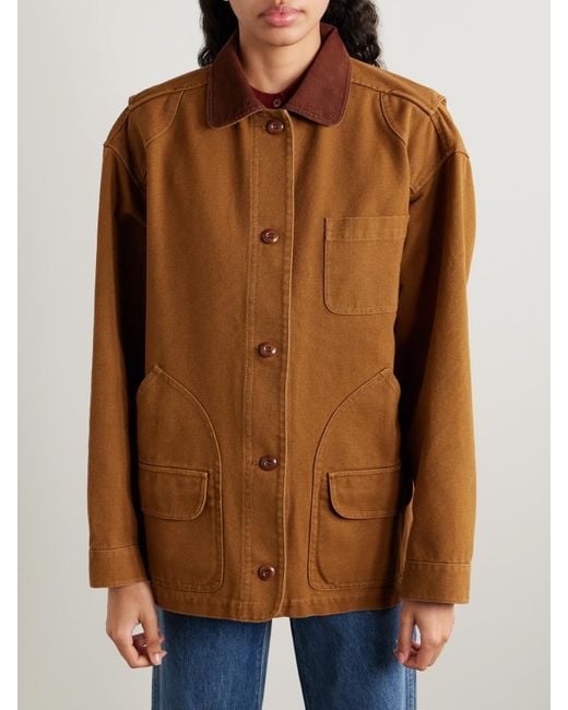 Doen Brown Pascual Corduroy-Trimmed Cotton-Canvas Jacket
