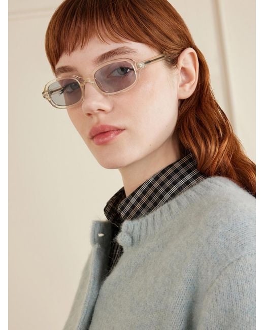 Prada Natural Rectangular-Frame Acetate Sunglasses