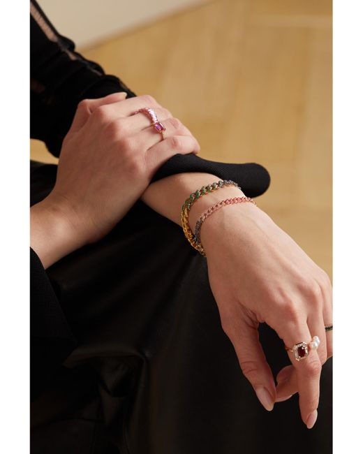 SHAY Metallic 18-Karat, And Rose Multi-Stone Bracelet