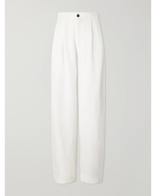 Jamie Haller White Tapered Linen-Blend Pants