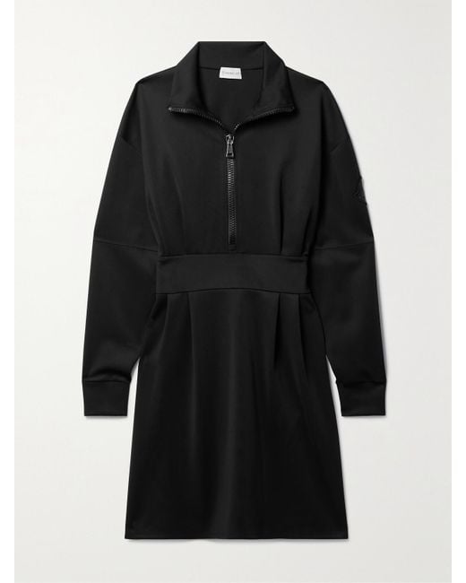 Moncler Black Pleated Ponte Mini Dress