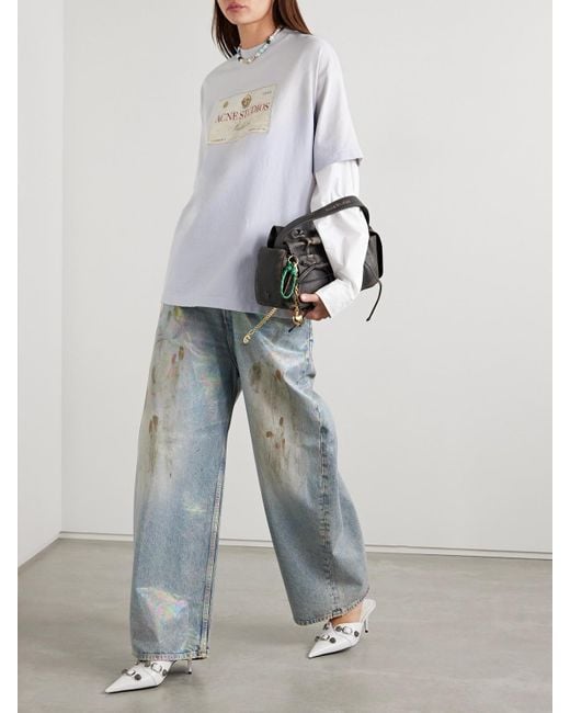 Acne White Layered Print T-shirt