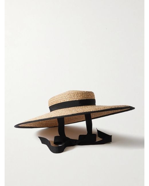 Gigi Burris Millinery Natural Claiborne Grosgrain-Trimmed Straw Sunhat
