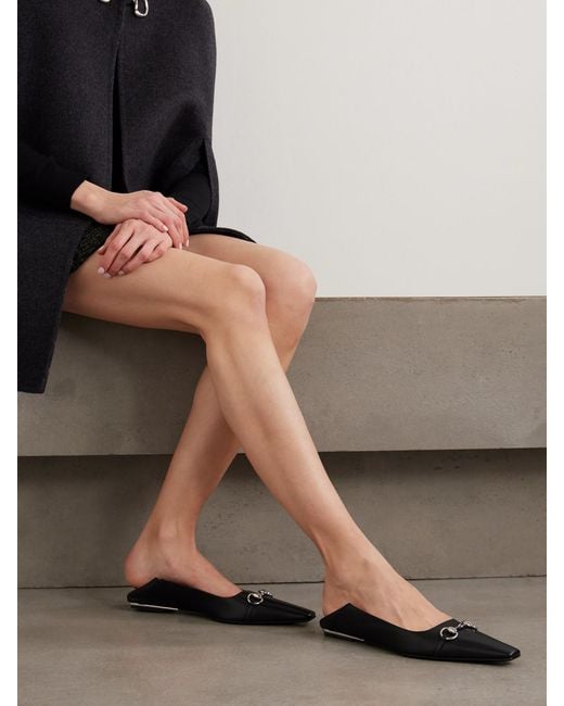 Gucci White Vittoria Collapsible-Heel Horsebit-Embellished Leather Ballet Flats