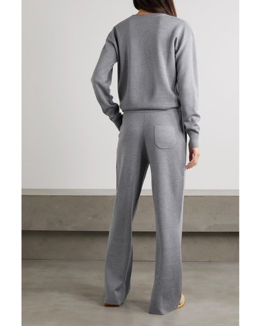 Olivia Von Halle Gray Carmel Silk And Cashmere-Blend Sweatshirt And Track Pants Set