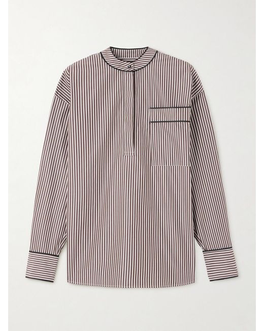 Loulou de Saison Gray Verna Striped Cotton-Poplin Shirt