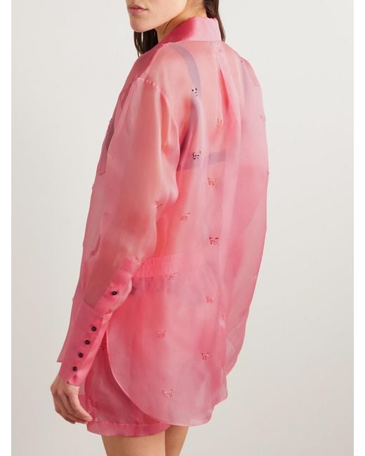 Kiki de Montparnasse Pink Laser-Cut Silk-Organza Shirt