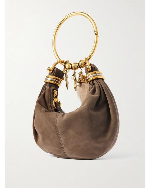 Sac À Main En Daim À Finitions En Cuir Bracelet Small Chloé en coloris Natural