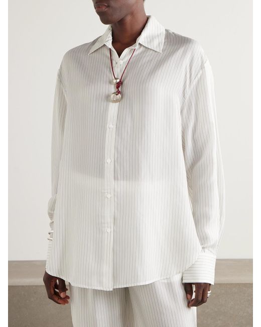 Frankie Shop White Peri Oversized-Hemd Aus Oxford Mit Streifen