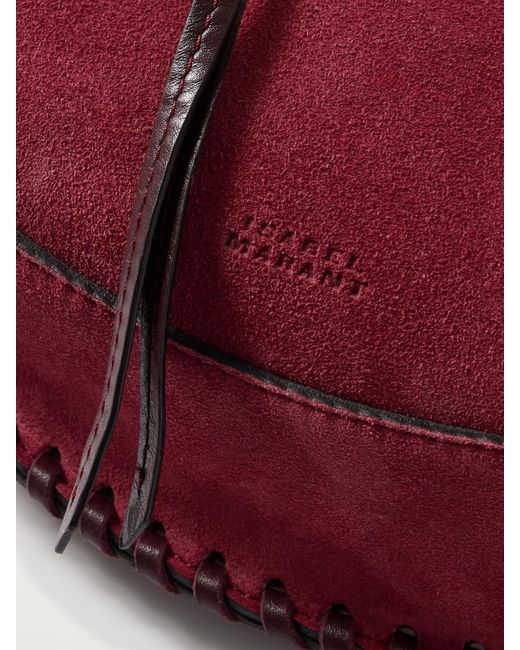 Isabel Marant Red Oskan Moon Schultertasche Aus Veloursleder Mit Lederbesätzen Und Details Im Überwendlichstich