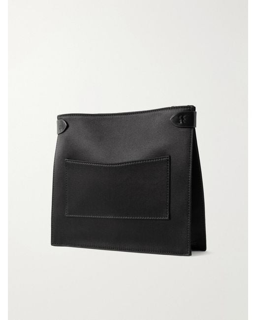 Metier Black Stowaway Leather-Trimmed Satin Shoulder Bag