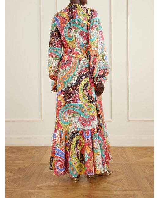 Etro White Belted Paisley-Print Cotton-Voile Maxi Shirt Dress