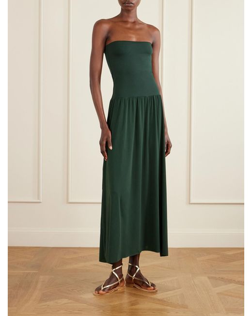 Eres Green Oda Strapless Stretch-Jersey Maxi Dress