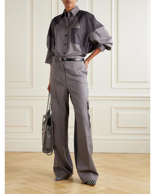 Stella McCartney Gray Hose Mit Weitem Bein Aus Wolle