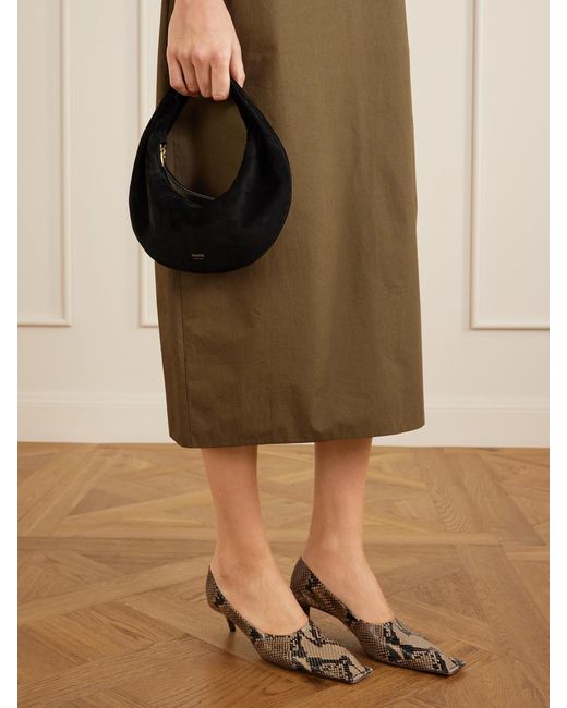 Khaite Black Olivia Mini Suede Shoulder Bag