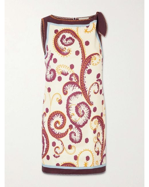 ALÉMAIS White Wilson Floral-Print Linen And Silk-Blend Twill Mini Dress
